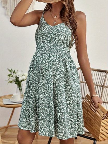 Vestito Maternità Donna Stampa Floreale Bohemien - Abito Senza Maniche Elasticizzato a Mezza Lunghezza con Scollatura Pancia, Lavabile in Lavatrice per Primavera/Estate, Casual e da Sera, Outfit Gravidanza Estivo, Tuta Morbida e Traspirante