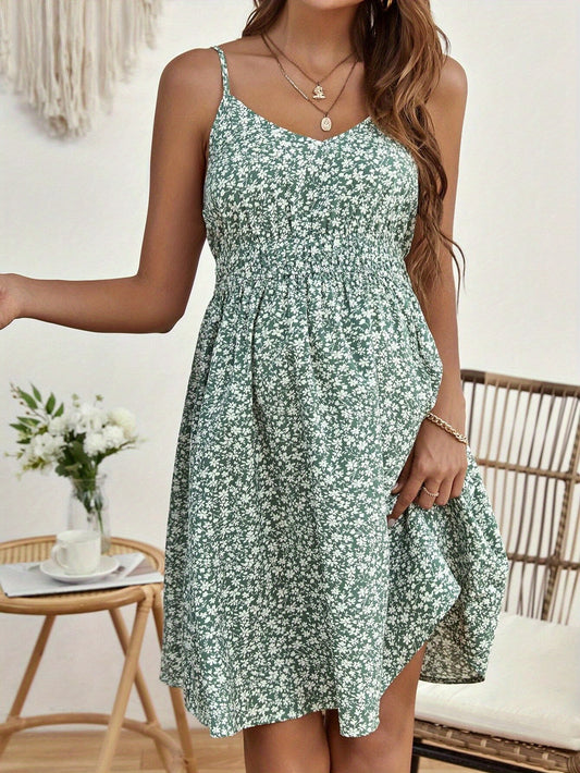 Vestito Maternità Donna Stampa Floreale Bohemien - Abito Senza Maniche Elasticizzato a Mezza Lunghezza con Scollatura Pancia, Lavabile in Lavatrice per Primavera/Estate, Casual e da Sera, Outfit Gravidanza Estivo, Tuta Morbida e Traspirante