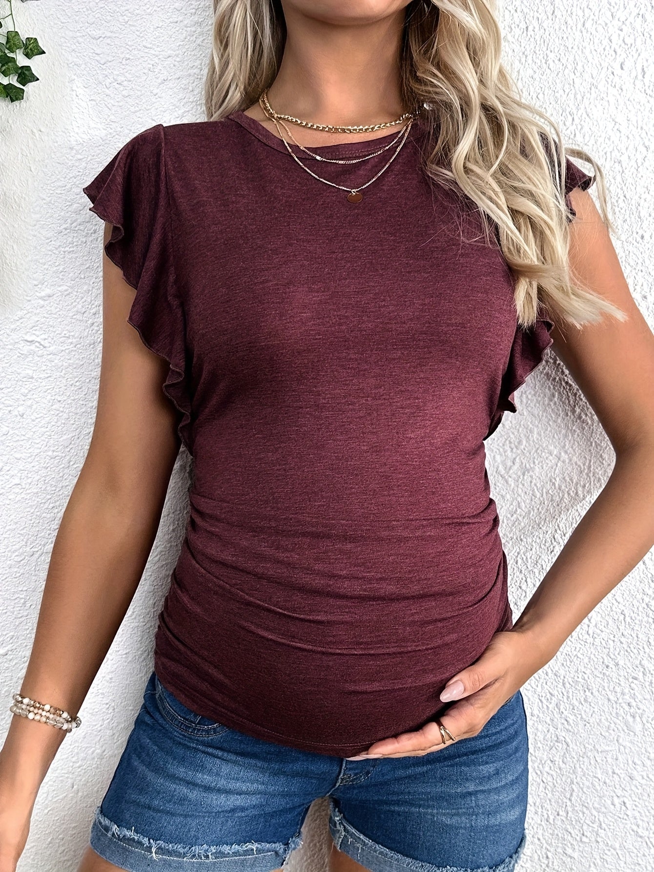 T-Shirt Maternità Casual Regular Fit Con Collo Tondo Elasticizzato