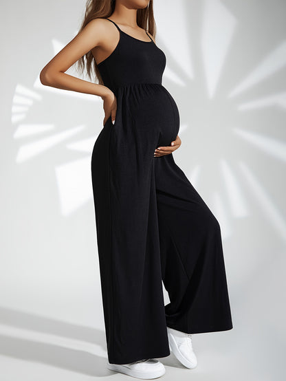 Tuta da maternità elegante da donna con spalline sottili, colore unito, comoda e confortevole per l'abbigliamento in gravidanza