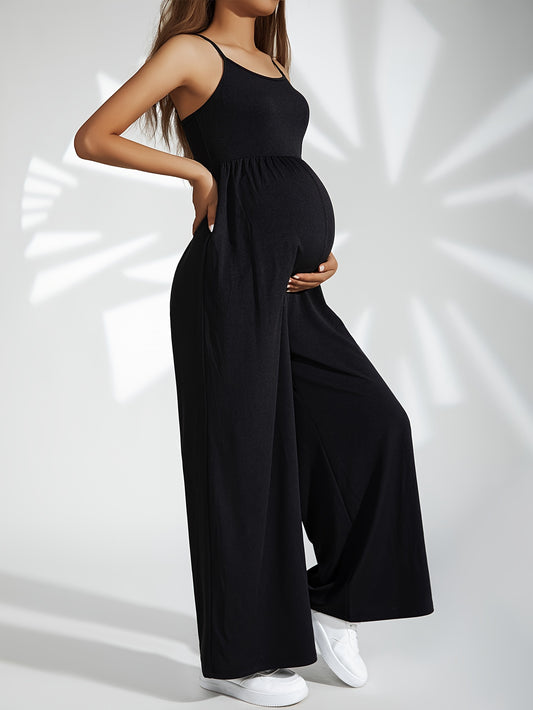 Tuta da maternità elegante da donna con spalline sottili, colore unito, comoda e confortevole per l'abbigliamento in gravidanza